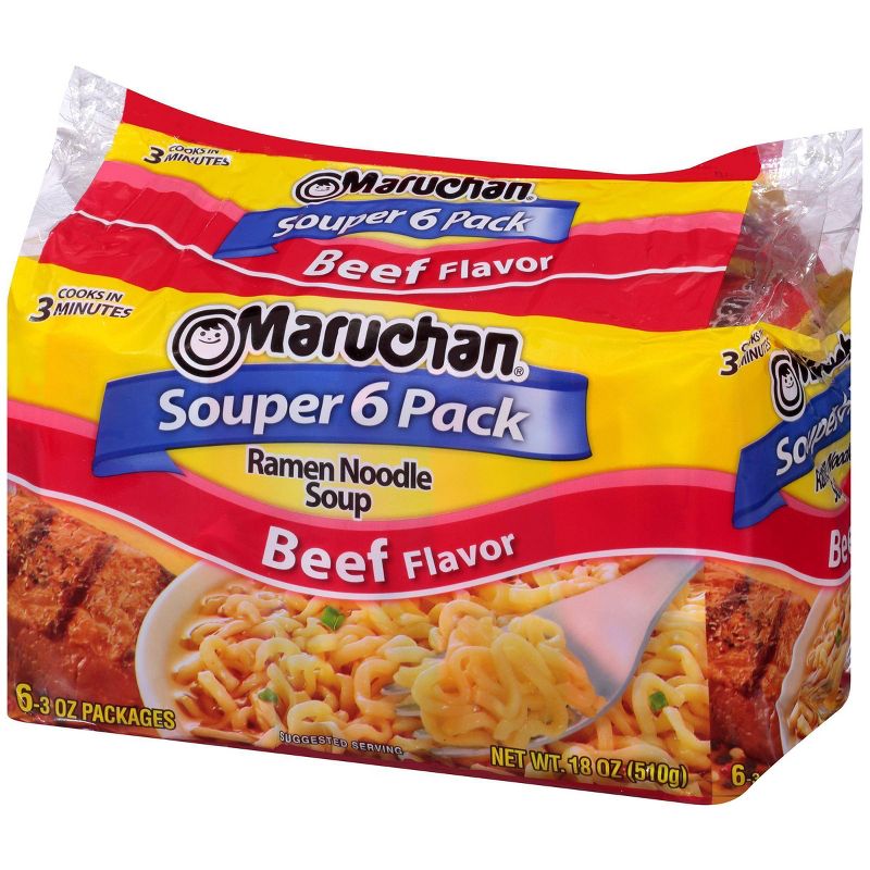 Maruchan Souper 6-Pack Beef Ramen Noodle Soup-18oz/6ct