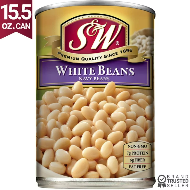 S&W - White Beans - Navy Beans - 15.5 Oz. Can