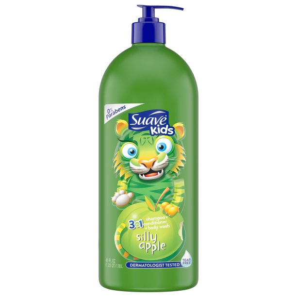 Suave Kids 3 in 1 Shampoo Conditioner and Body Wash | Silly Apple, 40 oz
