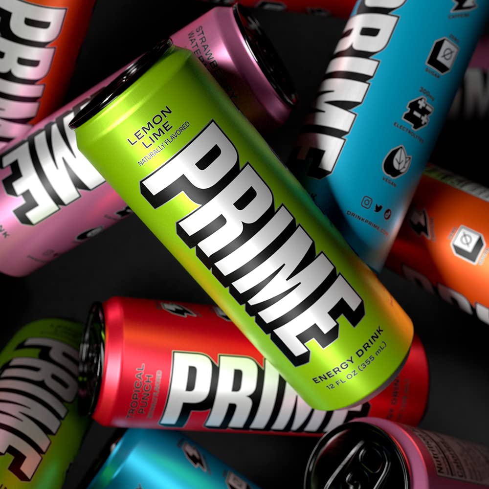 Prime Hydration Energy Drink with 200 mg. of Caffeine and 300 mg. of  Electrolytes - Lemon Lime (12 Drinks / 12 Fl. Oz. Each)