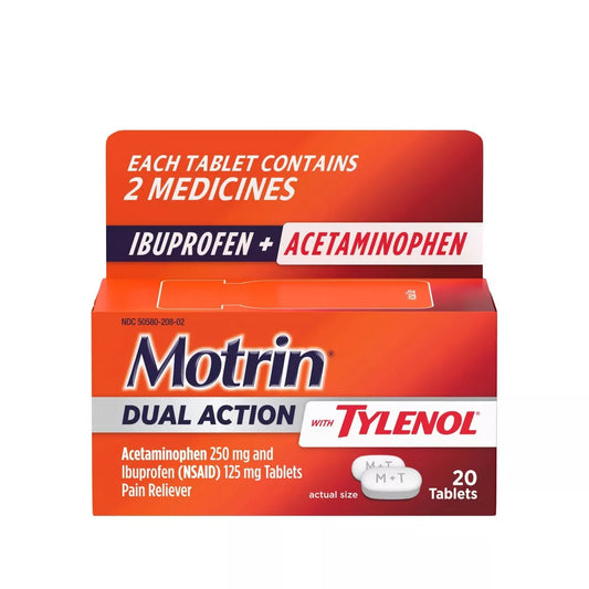 Motrin Acetaminophen Dual Action with Tylenol Pain Reliever | 20 count