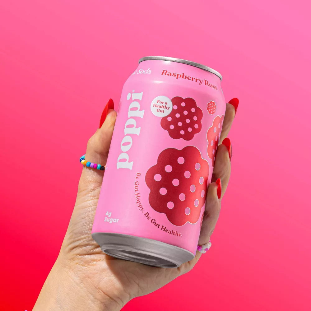 Poppi Raspberry Rose Prebiotic Soda - 4pk/12 fl oz Cans