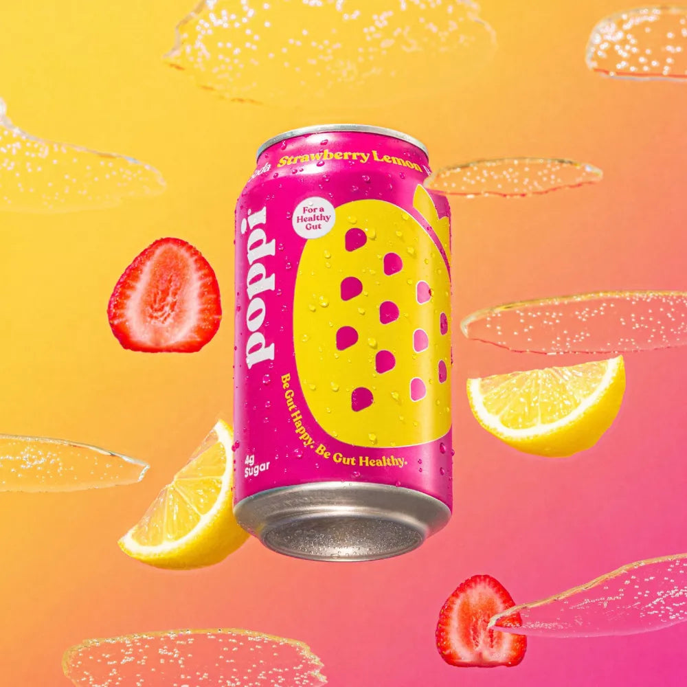 Poppi Strawberry Lemon Prebiotic Soda - 4pk/12 fl oz Cans